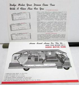 1962 Dodge Motor Home Models 23 & 26 Sales Folder Dimensions & Floor Plans Orig