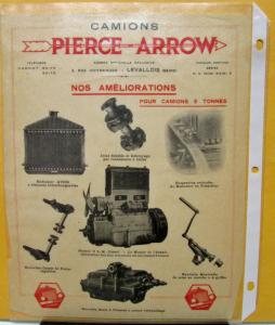 1910-1920 Camions Pierce Arrow French Text Parts Sales Ad