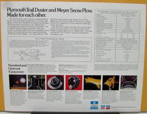 1981 Plymouth Trail Duster With Meyer Snow Plow Data Sheet