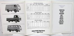 1964 Dodge Truck A100 Compact Van Pickup Specifications Sales Folder Original