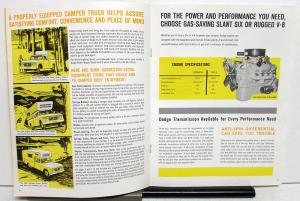 1963 1964 1965 Dodge Camper Truck Model D100 D200 W100 W200 Sales Brochure Orig