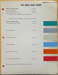 1957 Dodge Truck Dupont Paint Color Chips Original Bulletin 24 Sheet 3