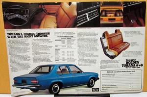 1974 Holden Dealer Sales Sheet Large Foreign Original GM Torana 6/v8 S