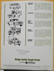 1964 Dodge Van Delivery Truck Models D & C & PC & PD Sales Brochure Original