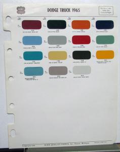 1965 Dodge Truck Color Paint Chips Pages Original