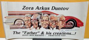 Zora Arkus Duntov Father Of Corvette 80th Birthday Celebration Banner Signed