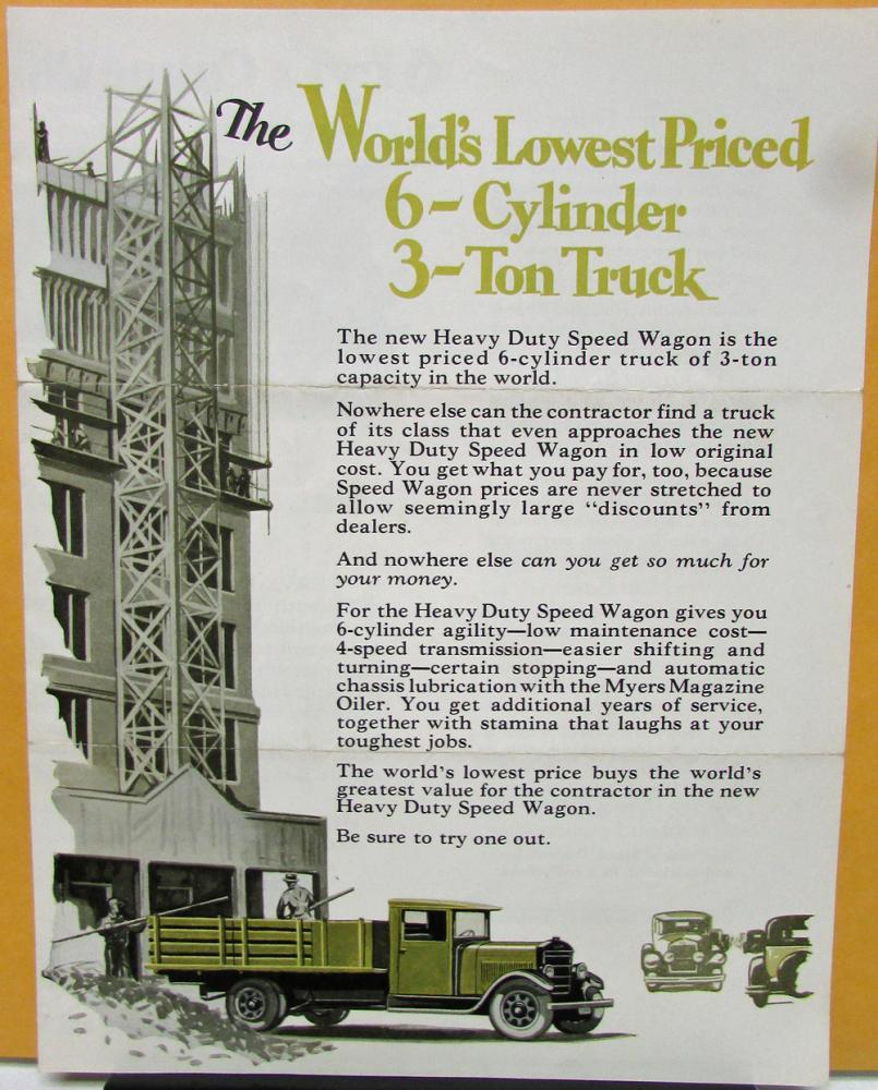 1927 REO Heavy Duty Speed Wagon Truck Sales Brochure