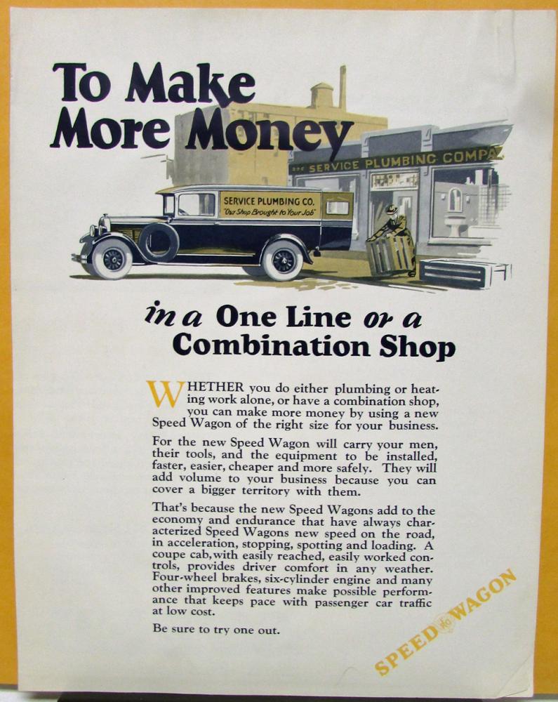 1927 REO Speed Wagon Plumbing and Heating Truck Sales Brochure