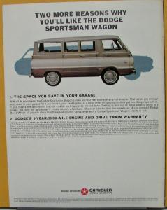 1966 Dodge Sportsman & Custom Wagons Truck Color Sales Brochure REV