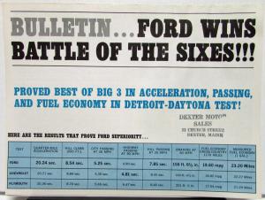 1965 Ford Bulletin Wins Battle of the Sixes vs Chevrolet Plymouth Sales Brochure