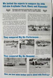 1965 Ford Bulletin Wins Battle of the Sixes vs Chevrolet Plymouth Sales Brochure