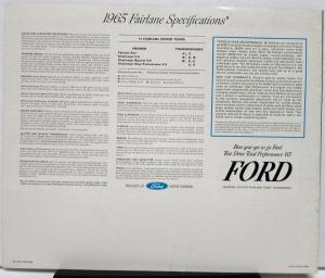 1965 Ford Fairlane Total Performance Sales Brochure