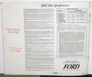 1965 Ford Full Size Total Performance Sales Brochure Galaxie Custom 500