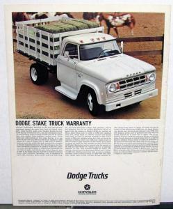 1968 Dodge Truck Stake Models D100 to 500 W200 & 300 Sales Brochure Original