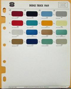 1969 Dodge Truck Acme Color Paint Chips Exterior Original Page