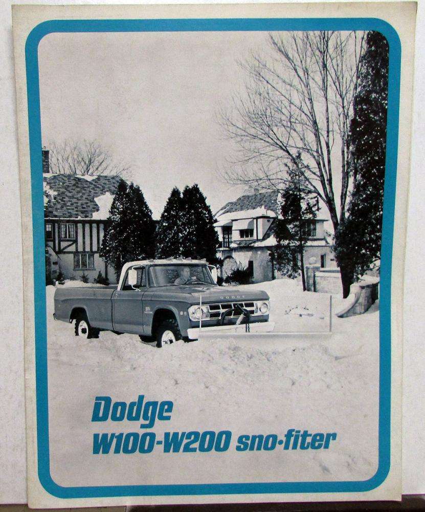 1969 Dodge Truck W100 W200 Truck SNOFITER Sales Folder Data Sheet Original