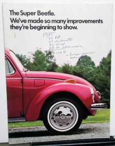 1971 Volkswagen Super Beetle Dealer Sales Brochure Color VW Features Options