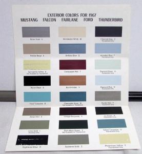 1967 Ford Paint Chips Dealer Brochure Colors Mustang Falcon Fairlane Thunderbird