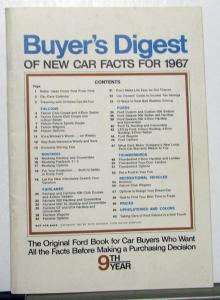 1967 Ford Buyers Digest Falcon Mustang Fairlane Full Size Thunderbird Bronco