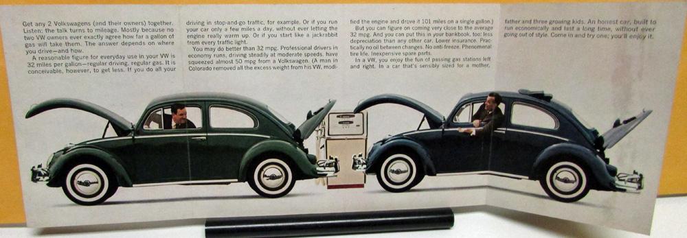 1961 Volkswagen Dealer S Brochure Folder Beetle Gas Mileage Rare Vw