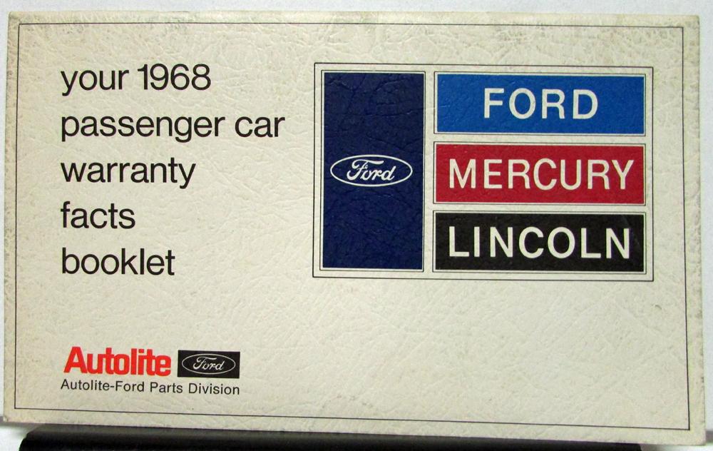 1968 Ford Passenger Car Warranty Facts Booklet