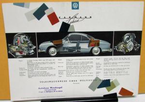 1960 Volkswagen Dealer Sales Brochure VW Karmann Ghia Cabriolet Convertible