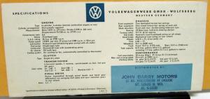 1957 Volkswagen Dealer Sales Brochure VW Transporter Bus Station Wagon Rare