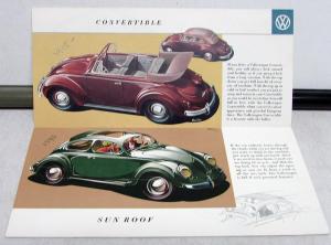 1954 Volkswagen Dealer Sales Brochure VW Beetle Convertible Sunroof Rare