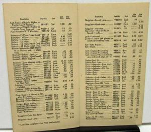 1938 Chevrolet Accessories Part Nos & Price List Dealer Confidential Original
