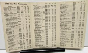 1942 Chevrolet Dealer Confidential Price List Accessories & Part No Original