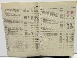 1952 Chevrolet Dealer Confidential Price List Accessories Original Part #