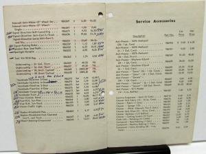 1952 Chevrolet Dealer Confidential Price List Accessories Original Part #