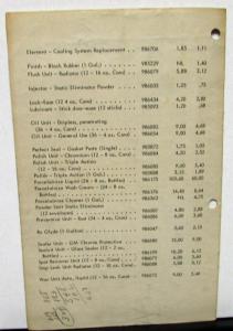 1952 Chevrolet Dealer Confidential Price List Accessories Original Part #