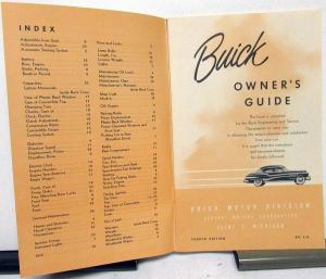 1951 Buick Series 40 Special 50 Super 70 Roadmaster Owners Manual Guide Original