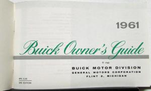 1961 Buick Special Sedan & Estate Wagon Standard & Deluxe Owners Manual Guide