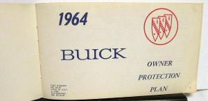 1964 Buick Owners Protection Plan Booklet Service Warranty Original