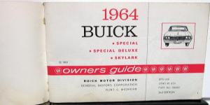 1964 Buick Special Deluxe Skylark & Special Owners Manual Guide Original
