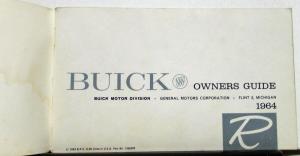 1964 Buick Riviera Owners Manual Guide Original