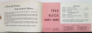 1965 Buick LeSabre Wildcat Electra 225 CANADIAN Owners Manual Users Guide Orig