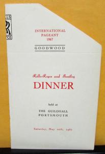 1967 Rolls-Royce & Bentley Dinner Goodwood International Pageant Table Card Rare