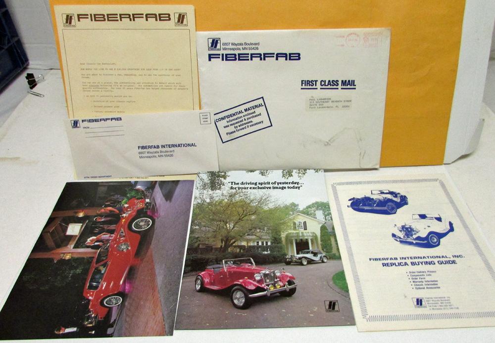 1988 Fiberfab Dealer Sales Kit Custom Replica Cars 52 MG 29 Mercedes 55 Porsche
