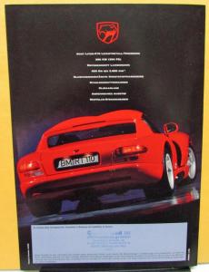 1997 Chrysler Viper RT/10C Foreign Dealer Sales Brochure German Text Market Rare
