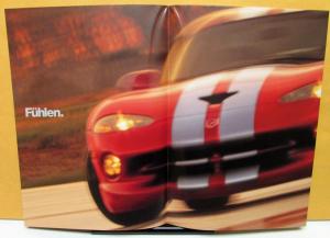 1998 Chrysler Viper GTS Foreign Dealer Sales Brochure German Text Large Poster