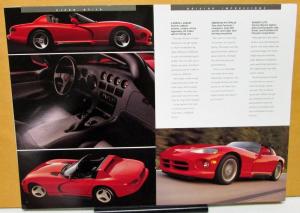 1993 Chrysler Viper Foreign Dealer Sales Brochure English Text V10 European