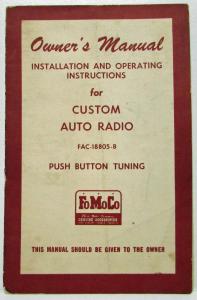 1960-1969 Ford Motor Company FoMoCo Custom Auto Radio Owner