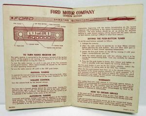 1960-1969 Ford Motor Company FoMoCo Custom Auto Radio Owner