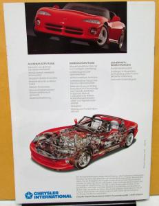 1994 Chrysler International Viper Foreign Dealer Sales Brochure German Text V10