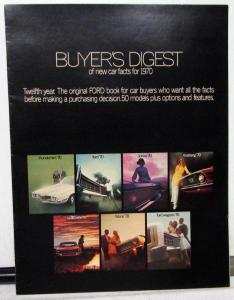 1970 Ford Buyers Digest Full Thunderbird Torino Mustang Maverick Falcon 8-69