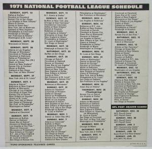 1971 Ford Gran Torino Folder with NFL Schedule