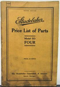1915 Studebaker Price & Parts List Model SD Four Book Original